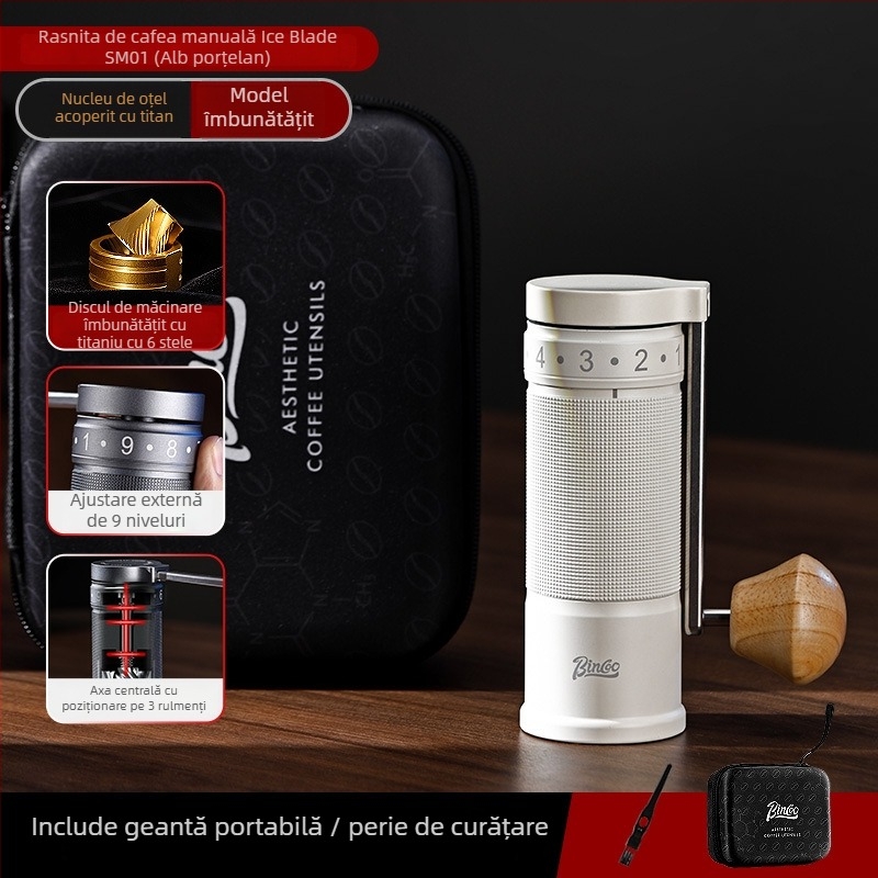 Bincoo râșniță manuală de cafea din oțel inoxidabil, reglare externă – 500 g