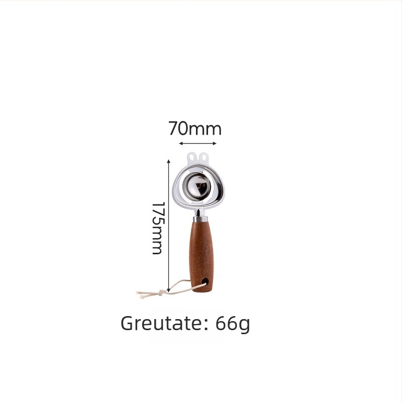 Jueshi Bățător pentru ouă cu mâner din lemn și separator de gălbenuș – Instrument din oțel inoxidabil, cu suport staționar, pentru bătut ouă, separare gălbenuș și filtrare pentru hrana bebelușilor