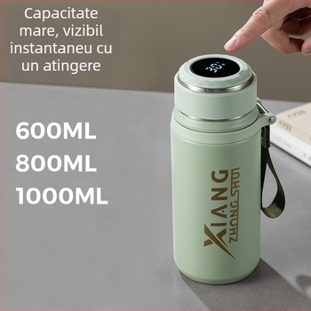 Termos cu funie pentru purtare, interior din oțel inoxidabil 316, carcasă din oțel inoxidabil 201, izolație vid 6–12 ore, logo personalizabil