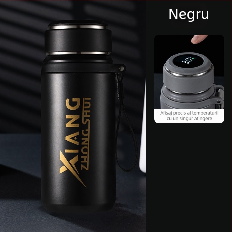 Termos cu funie pentru purtare, interior din oțel inoxidabil 316, carcasă din oțel inoxidabil 201, izolație vid 6–12 ore, logo personalizabil