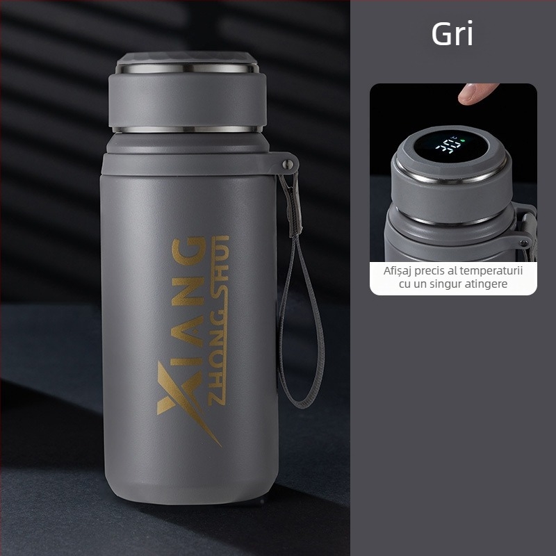 Termos cu funie pentru purtare, interior din oțel inoxidabil 316, carcasă din oțel inoxidabil 201, izolație vid 6–12 ore, logo personalizabil