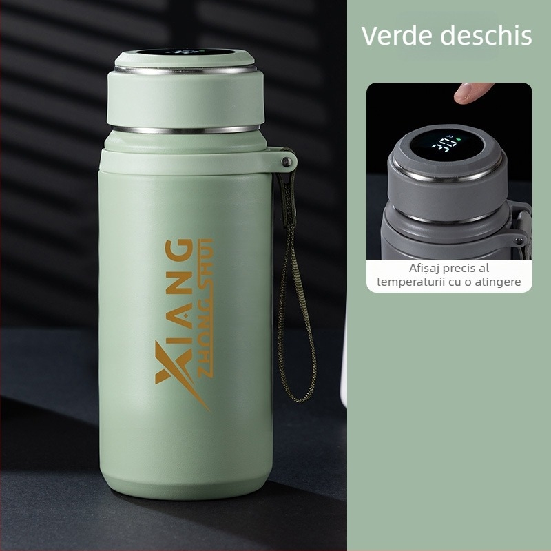 Termos cu funie pentru purtare, interior din oțel inoxidabil 316, carcasă din oțel inoxidabil 201, izolație vid 6–12 ore, logo personalizabil