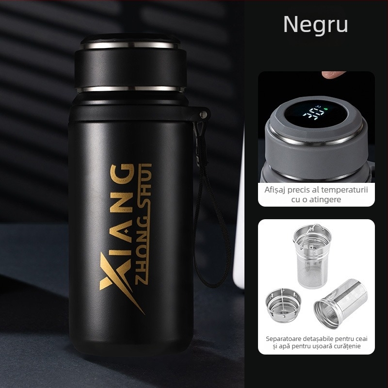 Termos cu funie pentru purtare, interior din oțel inoxidabil 316, carcasă din oțel inoxidabil 201, izolație vid 6–12 ore, logo personalizabil