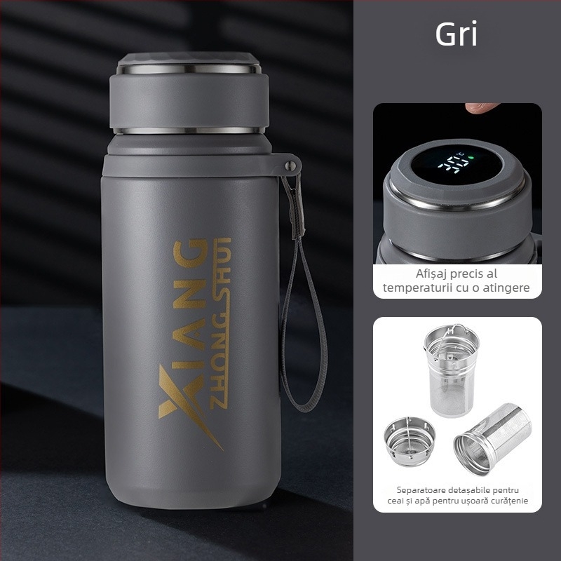 Termos cu funie pentru purtare, interior din oțel inoxidabil 316, carcasă din oțel inoxidabil 201, izolație vid 6–12 ore, logo personalizabil