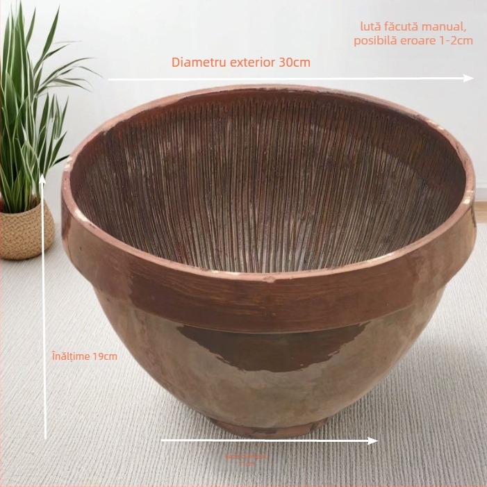 Mortar and pestle set for home use with wooden pestle, dense-tooth pattern, versatile grinder for chili peppers, century egg, garlic, and rice paste.