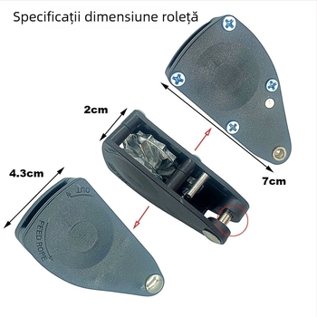 Rola de tensionare a frânghiei pentru cort – compatibilă cu 4,5–6,3 mm, ABS exterior, aliaj zinc interior