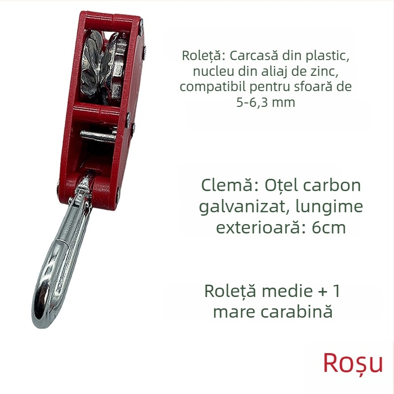 Rola de tensionare a frânghiei pentru cort – compatibilă cu 4,5–6,3 mm, ABS exterior, aliaj zinc interior