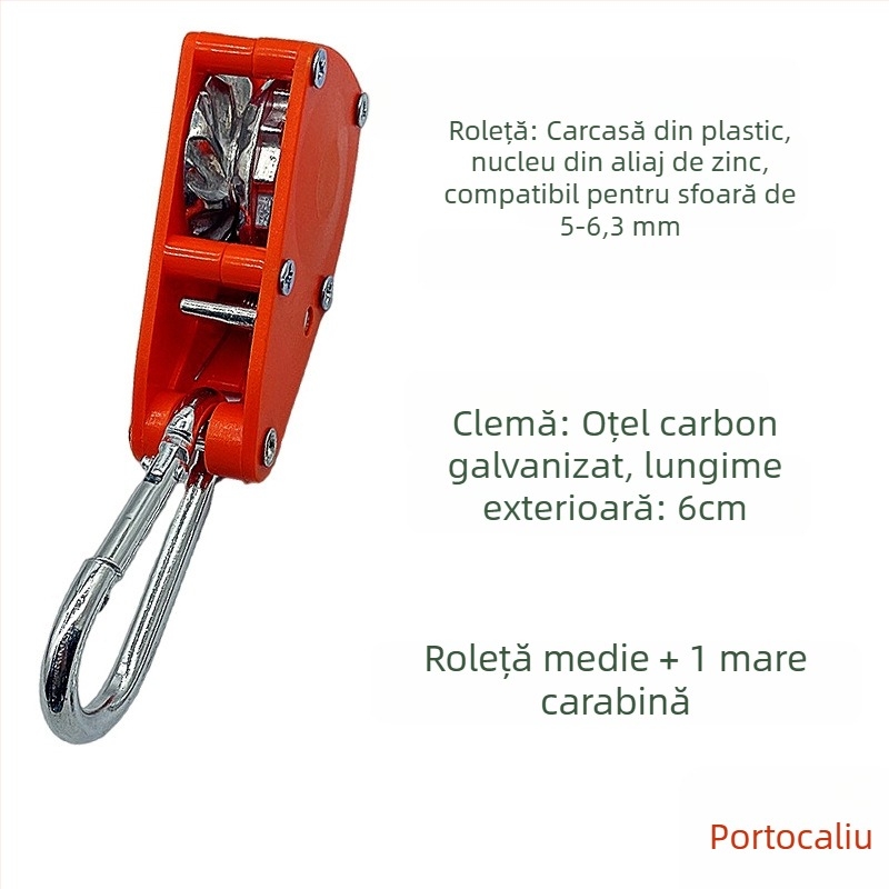 Rola de tensionare a frânghiei pentru cort – compatibilă cu 4,5–6,3 mm, ABS exterior, aliaj zinc interior
