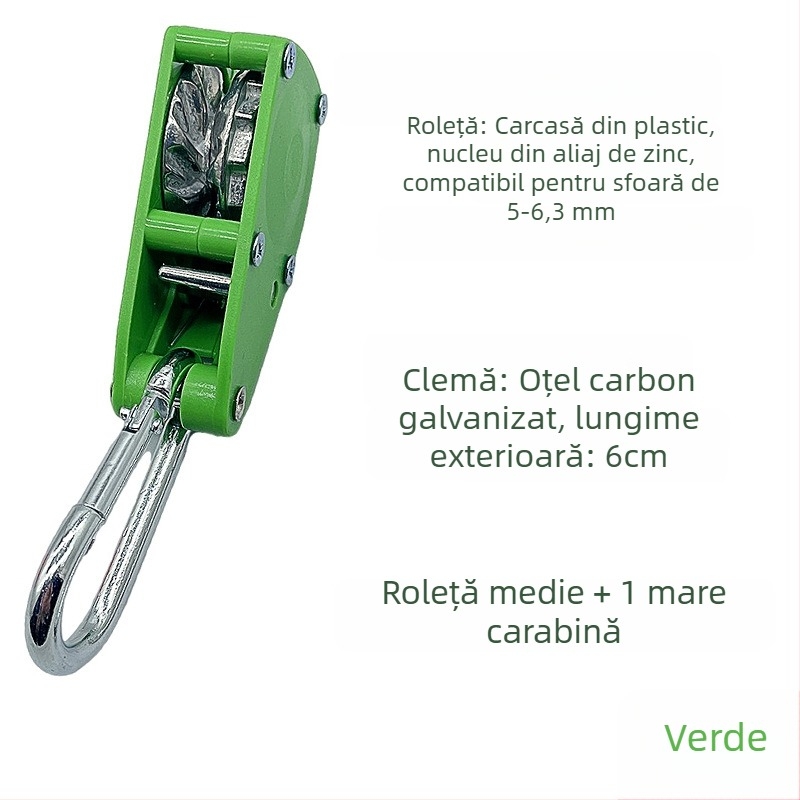 Rola de tensionare a frânghiei pentru cort – compatibilă cu 4,5–6,3 mm, ABS exterior, aliaj zinc interior