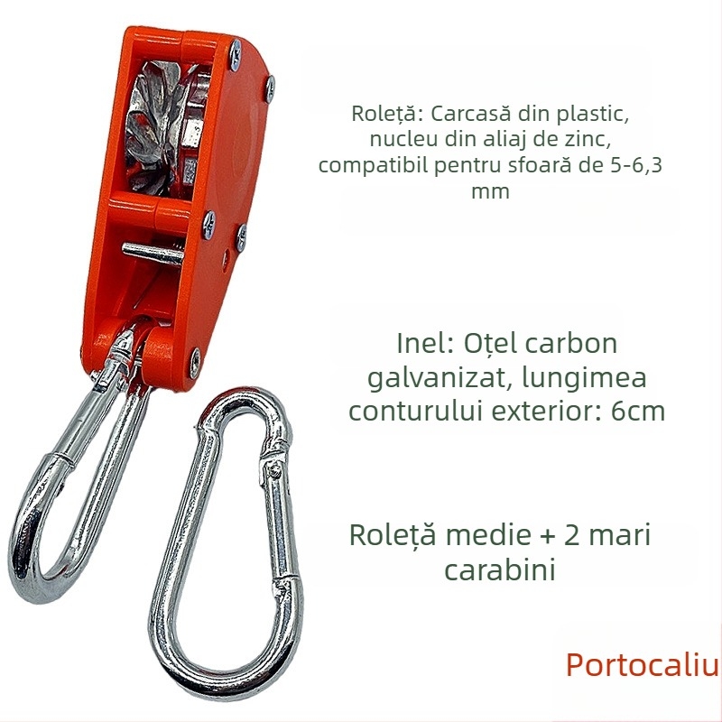 Rola de tensionare a frânghiei pentru cort – compatibilă cu 4,5–6,3 mm, ABS exterior, aliaj zinc interior