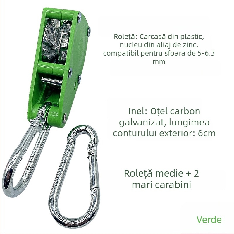 Rola de tensionare a frânghiei pentru cort – compatibilă cu 4,5–6,3 mm, ABS exterior, aliaj zinc interior