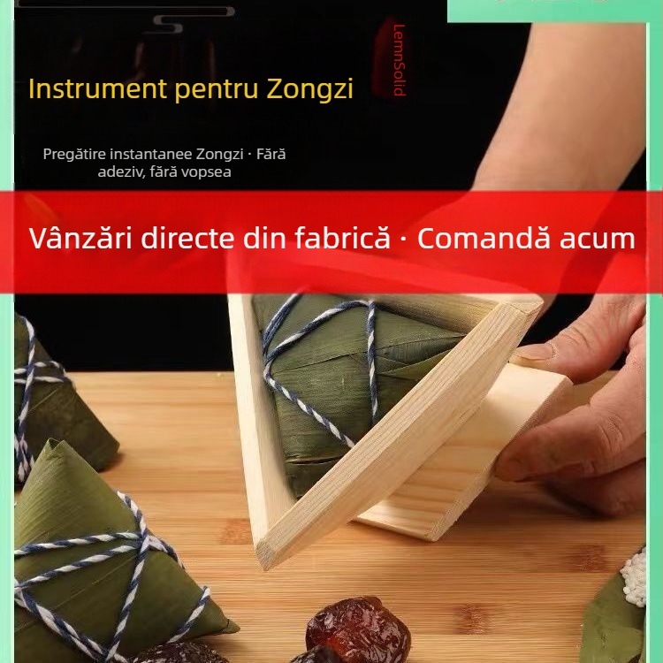 Formă pentru zongzi din lemn masiv; forme triunghiulare și pătrate; imprimare logo disponibilă.