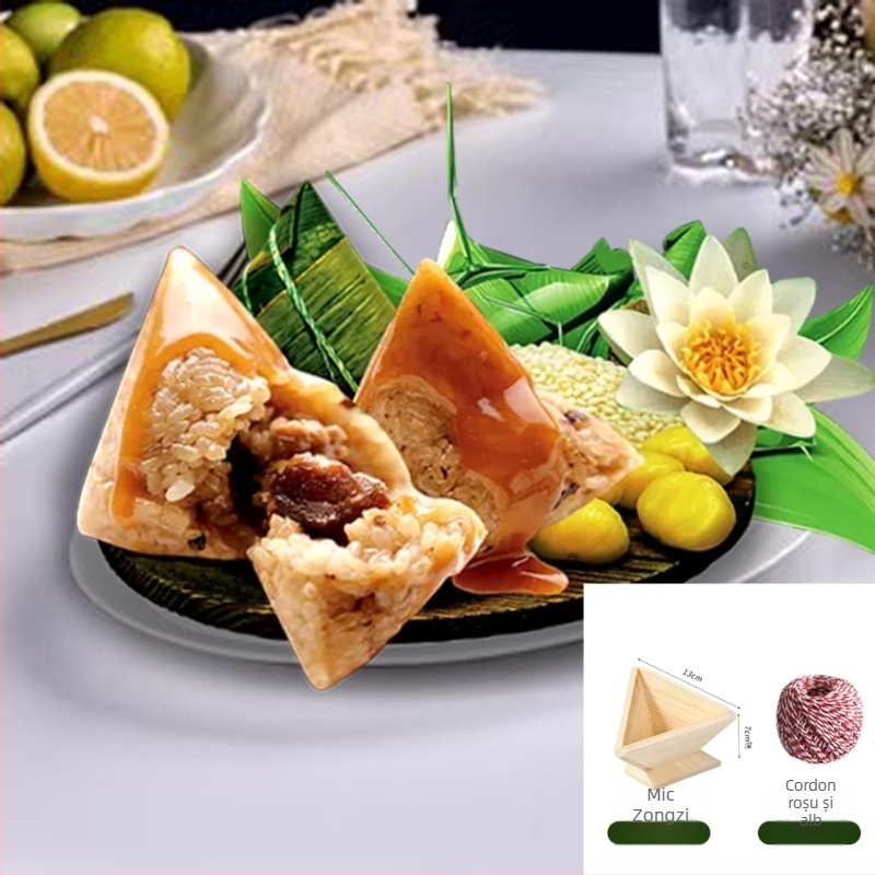 Formă pentru zongzi din lemn masiv; forme triunghiulare și pătrate; imprimare logo disponibilă.