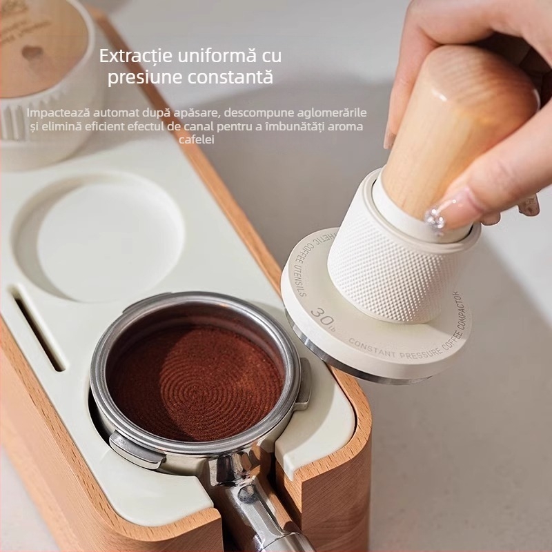 Tamper de cafe Bincoo, din oțel inoxidabil 304 + arțar tare + aliaj de aluminiu, stil modern minimalist, stil simplu