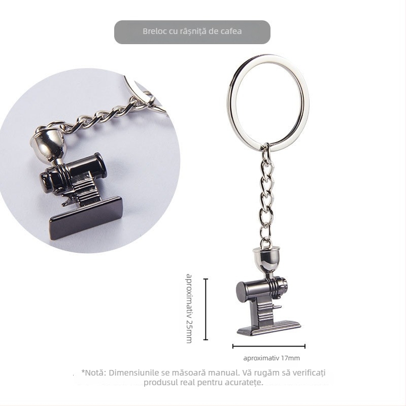 Set cafea – breloc cu motiv moka pot; include măcinător de boabe și presă de pudră; placare cu separare a culorilor; stil modern simplu; logo tipărit