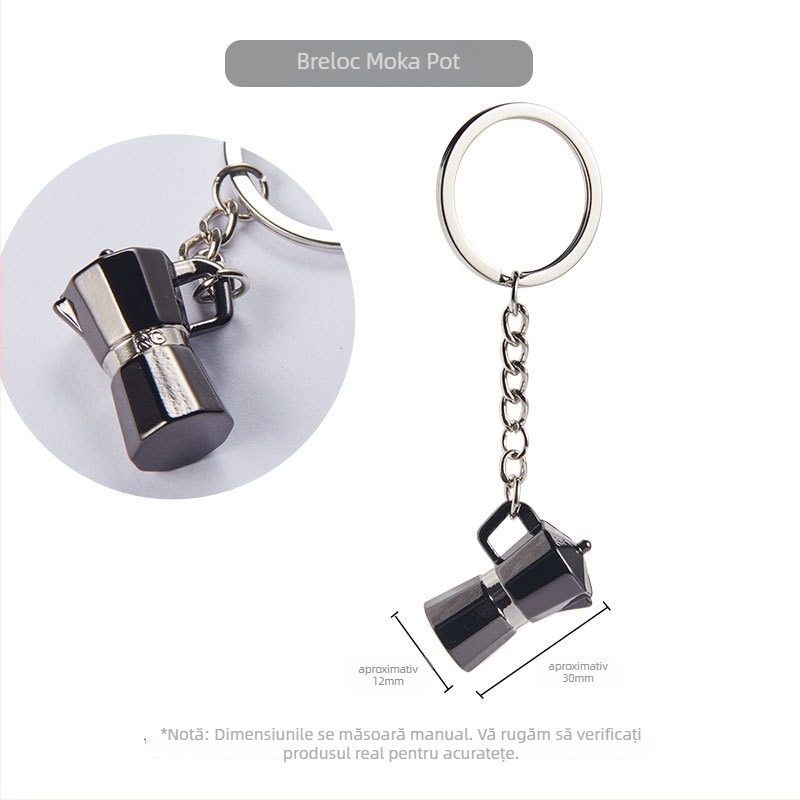 Set cafea – breloc cu motiv moka pot; include măcinător de boabe și presă de pudră; placare cu separare a culorilor; stil modern simplu; logo tipărit