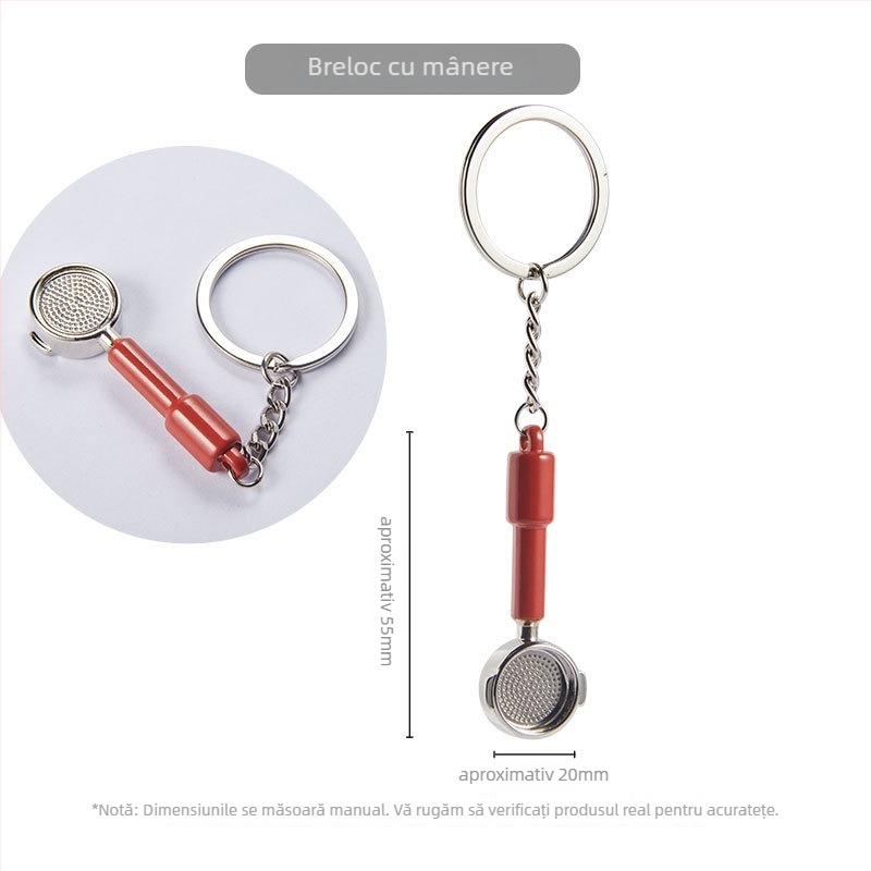 Set cafea – breloc cu motiv moka pot; include măcinător de boabe și presă de pudră; placare cu separare a culorilor; stil modern simplu; logo tipărit