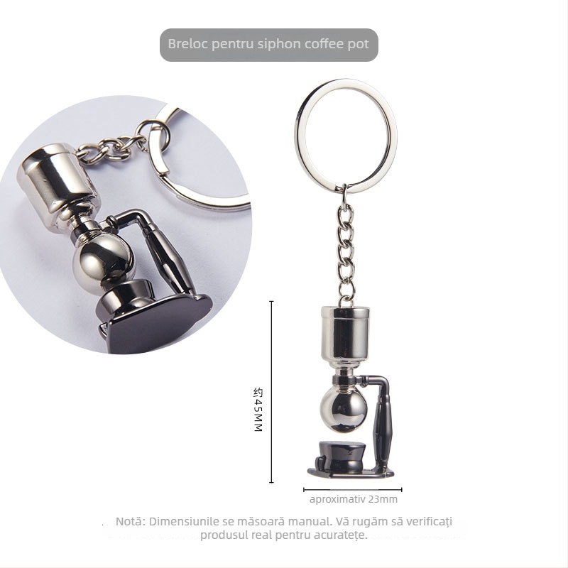 Set cafea – breloc cu motiv moka pot; include măcinător de boabe și presă de pudră; placare cu separare a culorilor; stil modern simplu; logo tipărit