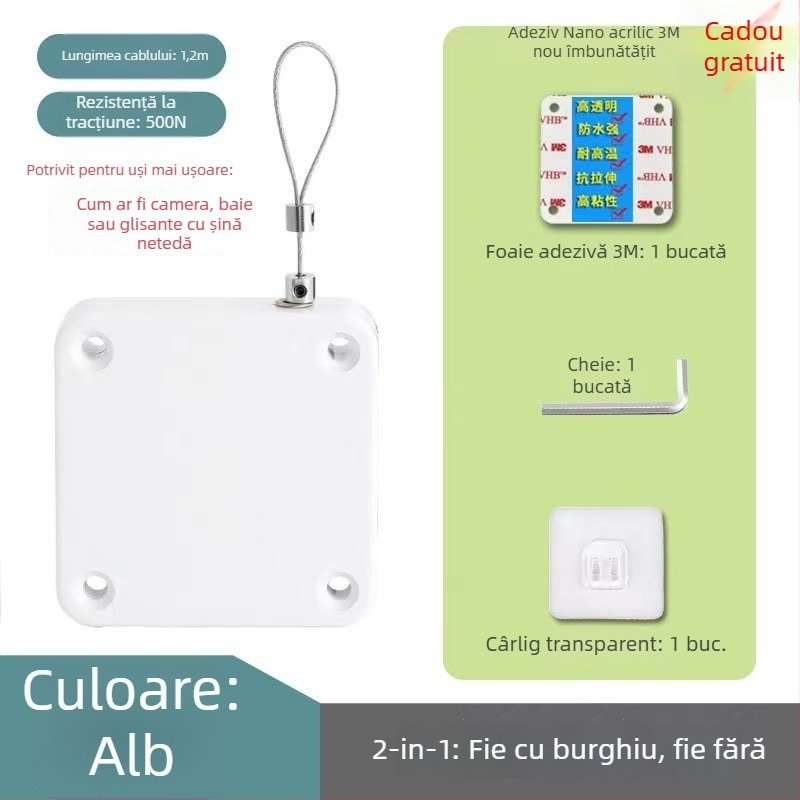 Închizător de uși, fără găuri, simplu, ușor, corp ABS, Închizător simplu de uși, mecanism pentru uși și ferestre