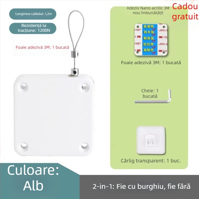 Închizător de uși, fără găuri, simplu, ușor, corp ABS, Închizător simplu de uși, mecanism pentru uși și ferestre