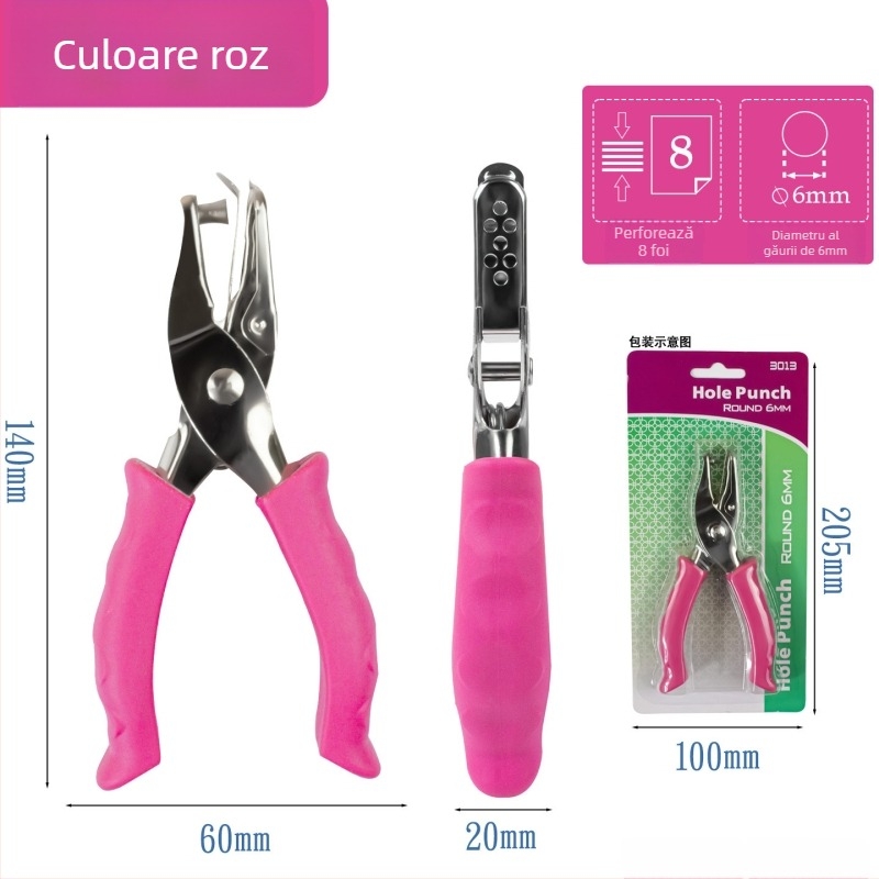 Perforator de hârtie manual, cu mâner din cauciuc, model 3012, marca Yishen, cu 1 gaură, grosime perforare: 2