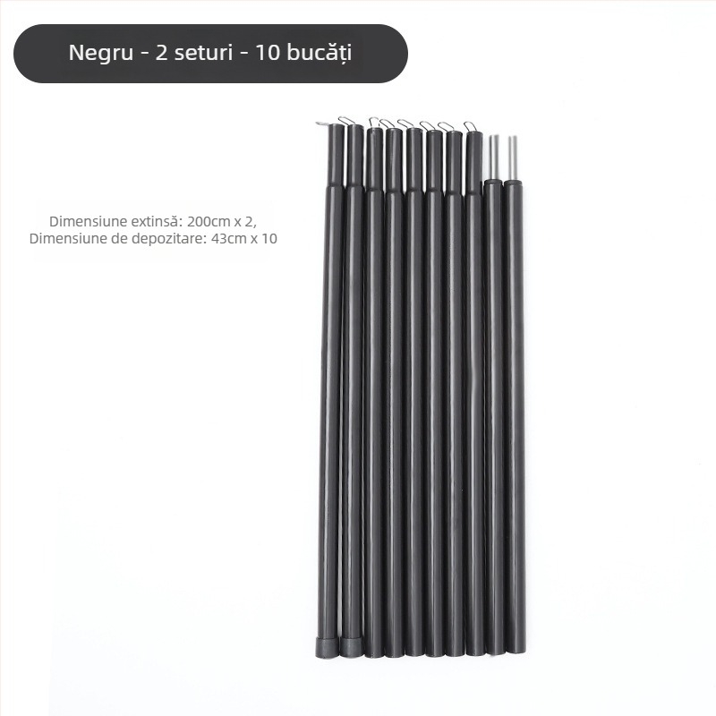 Set bețe de susținere pentru cort/baldachin, 5 secțiuni, 10 secțiuni, din fier, greutate 900 g, DAWN TRIP/Liver