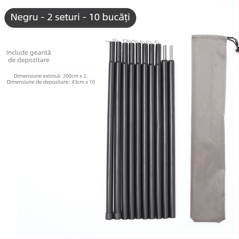 Set bețe de susținere pentru cort/baldachin, 5 secțiuni, 10 secțiuni, din fier, greutate 900 g, DAWN TRIP/Liver