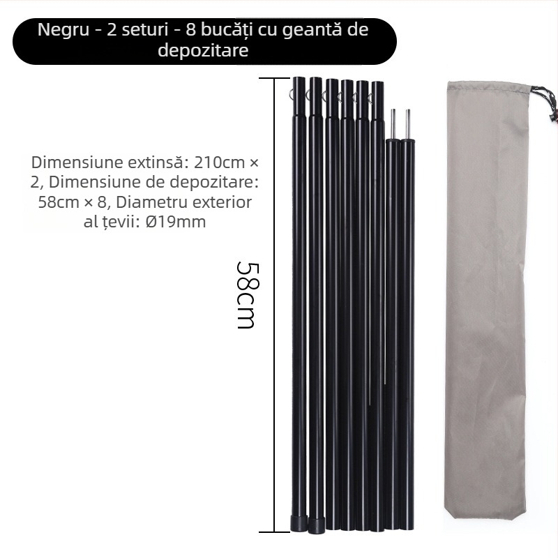 Set bețe de susținere pentru cort/baldachin, 5 secțiuni, 10 secțiuni, din fier, greutate 900 g, DAWN TRIP/Liver