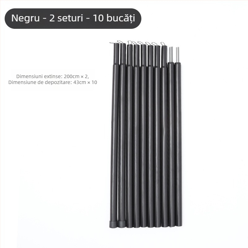 Set bețe de susținere pentru cort/baldachin, 5 secțiuni, 10 secțiuni, din fier, greutate 900 g, DAWN TRIP/Liver