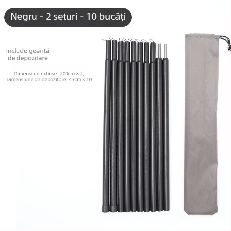 Set bețe de susținere pentru cort/baldachin, 5 secțiuni, 10 secțiuni, din fier, greutate 900 g, DAWN TRIP/Liver