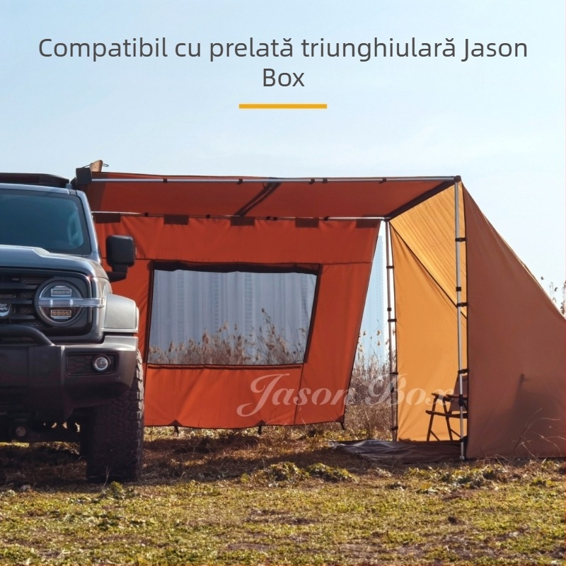 Jasonbox cort exterior lateral pentru mașină cu fereastră, kit de extindere, buzunar lateral de depozitare și cort cu ecran de proiecție