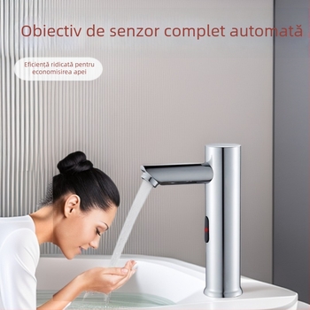 Robinet de chiuvetă cu senzor pentru blat – disc ceramic, monocomandă, activare prin senzor, oțel inoxidabil