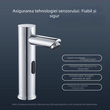 Robinet de chiuvetă cu senzor pentru blat – disc ceramic, monocomandă, activare prin senzor, oțel inoxidabil