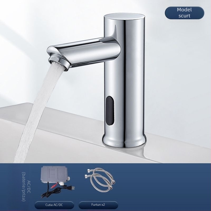 Robinet de chiuvetă cu senzor pentru blat – disc ceramic, monocomandă, activare prin senzor, oțel inoxidabil