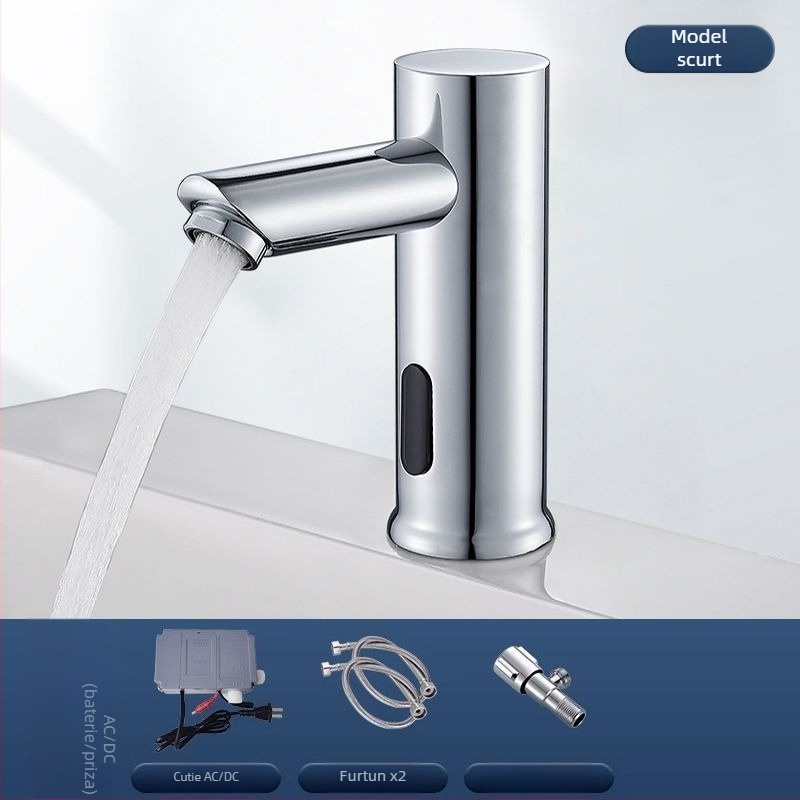 Robinet de chiuvetă cu senzor pentru blat – disc ceramic, monocomandă, activare prin senzor, oțel inoxidabil