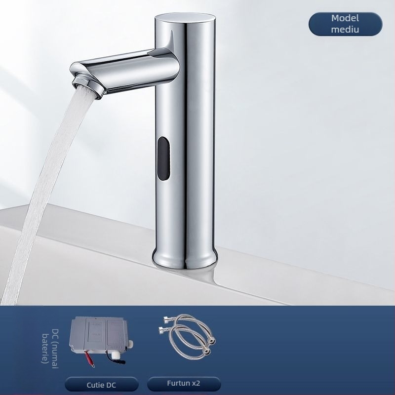 Robinet de chiuvetă cu senzor pentru blat – disc ceramic, monocomandă, activare prin senzor, oțel inoxidabil