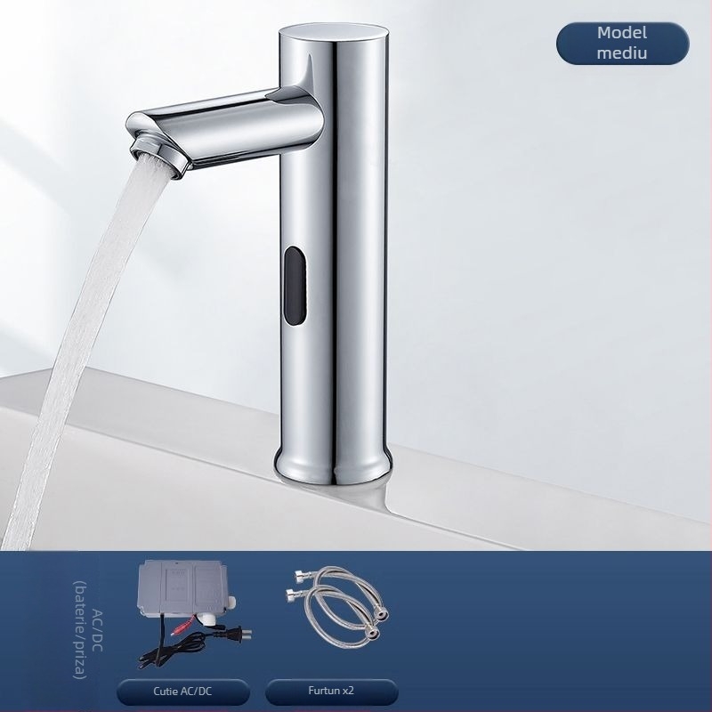 Robinet de chiuvetă cu senzor pentru blat – disc ceramic, monocomandă, activare prin senzor, oțel inoxidabil