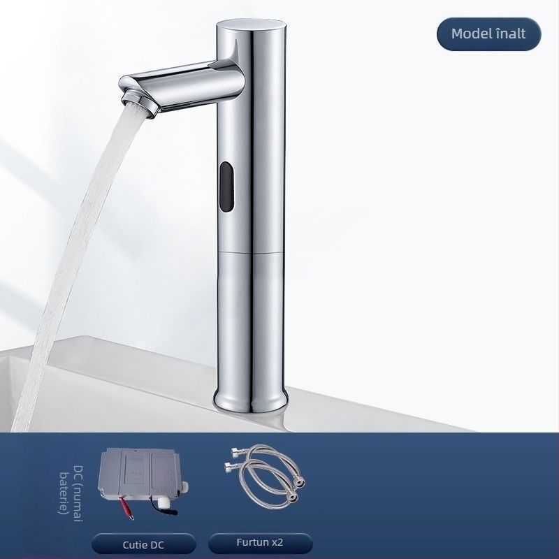 Robinet de chiuvetă cu senzor pentru blat – disc ceramic, monocomandă, activare prin senzor, oțel inoxidabil