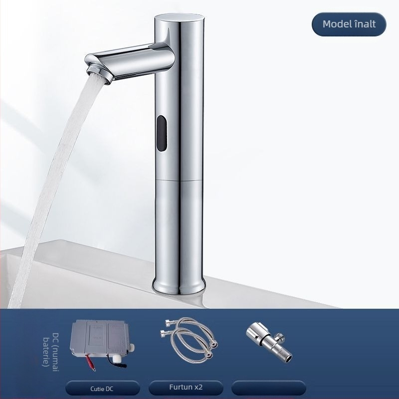 Robinet de chiuvetă cu senzor pentru blat – disc ceramic, monocomandă, activare prin senzor, oțel inoxidabil