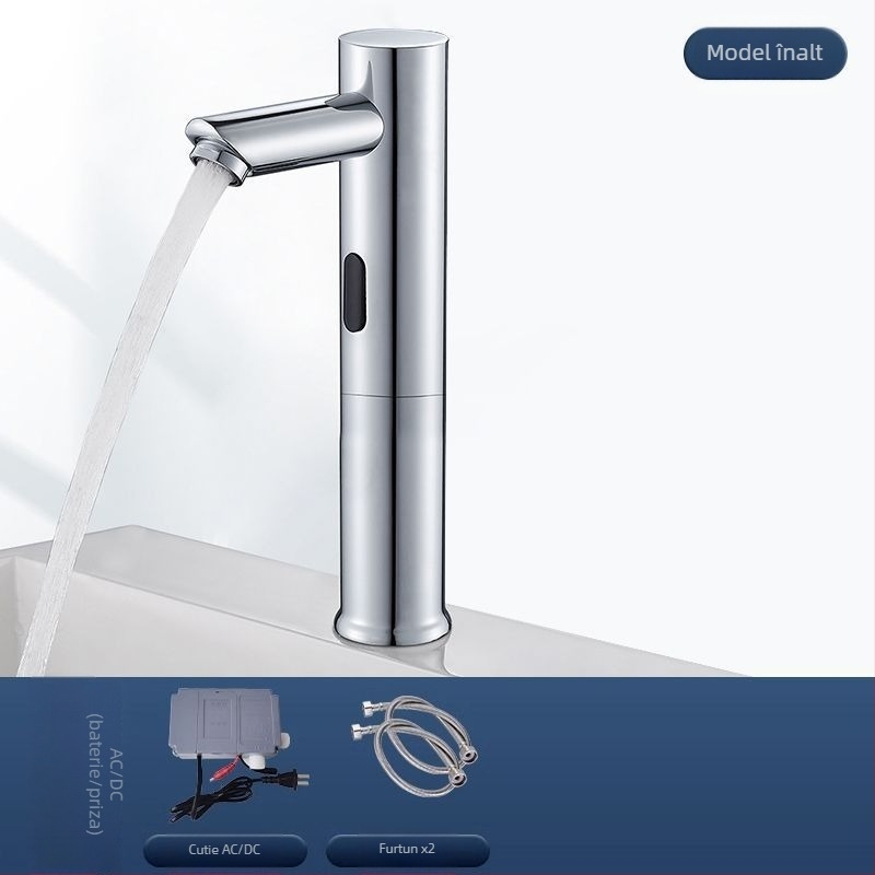 Robinet de chiuvetă cu senzor pentru blat – disc ceramic, monocomandă, activare prin senzor, oțel inoxidabil