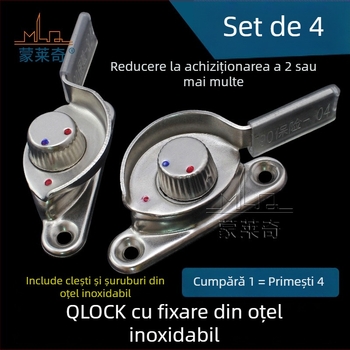 Set de 4 bucăți Crescent pentru ferestre – stânga/dreapta Crescent, Monlech Stainless steel safety crescent lock, carcasă din oțel inoxidabil + bază cromată