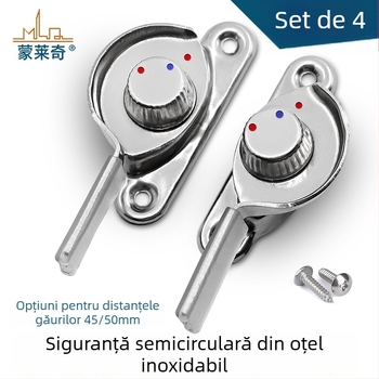 Set de 4 bucăți Crescent pentru ferestre – stânga/dreapta Crescent, Monlech Stainless steel safety crescent lock, carcasă din oțel inoxidabil + bază cromată