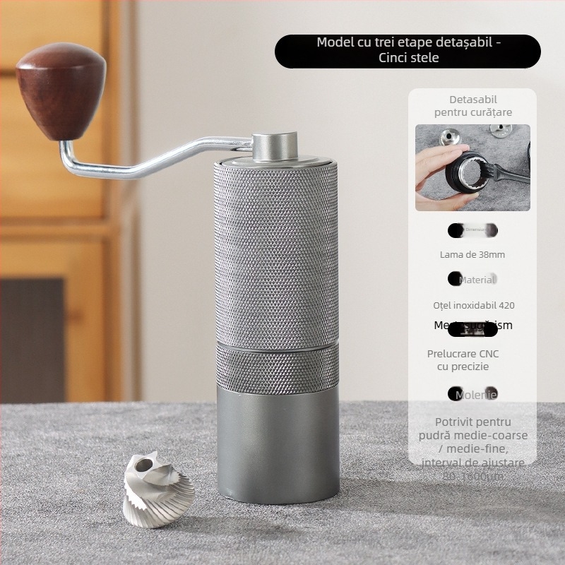 Rășniță de cafea manuală pentru uz casnic, Angmi, design modern minimalist, logo tipărit, personalizare disponibilă, lansată în 2024