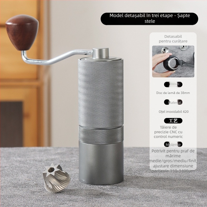 Rășniță de cafea manuală pentru uz casnic, Angmi, design modern minimalist, logo tipărit, personalizare disponibilă, lansată în 2024