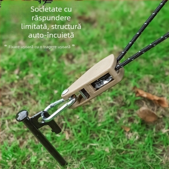 Rola de cablu pentru cort: tensiune și reglaj cu cârlig reflectorizant pentru camping în aer liber