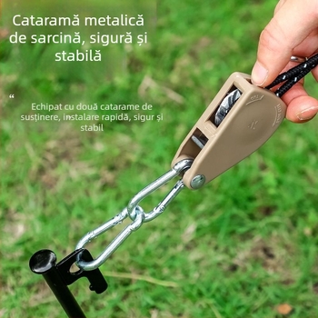 Rola de cablu pentru cort: tensiune și reglaj cu cârlig reflectorizant pentru camping în aer liber
