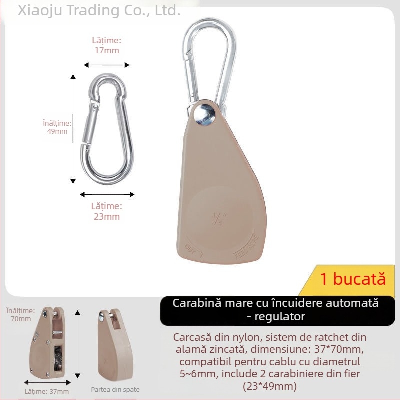 Rola de cablu pentru cort: tensiune și reglaj cu cârlig reflectorizant pentru camping în aer liber