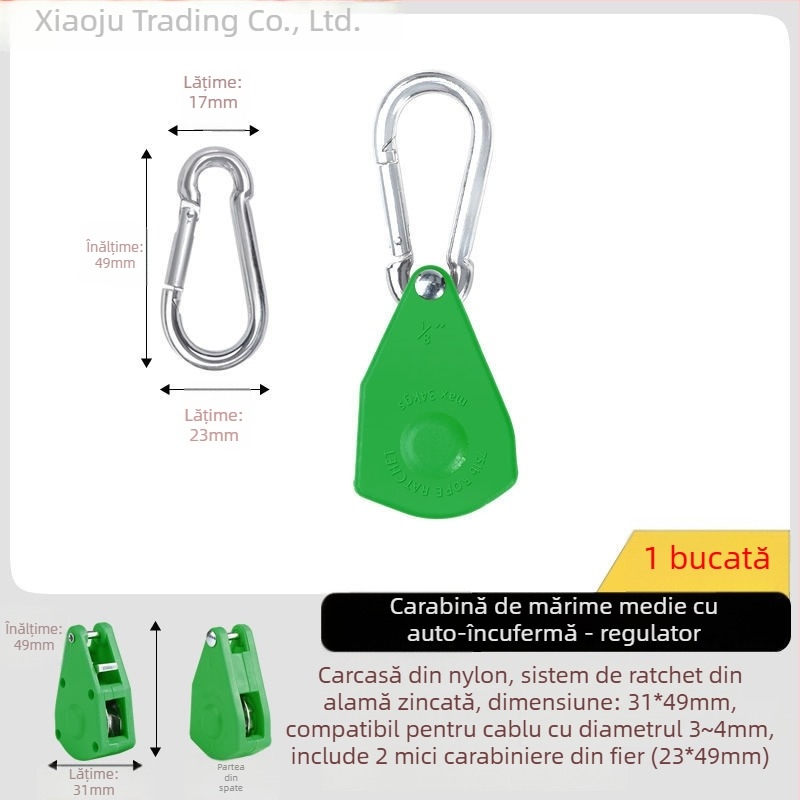 Rola de cablu pentru cort: tensiune și reglaj cu cârlig reflectorizant pentru camping în aer liber