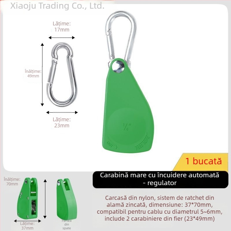 Rola de cablu pentru cort: tensiune și reglaj cu cârlig reflectorizant pentru camping în aer liber