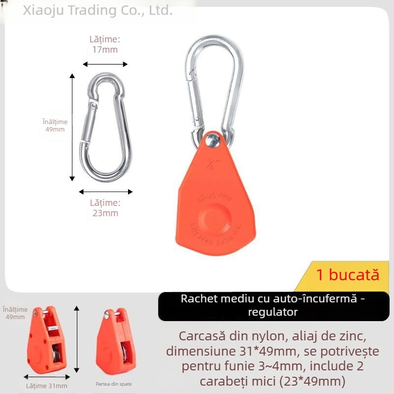 Rola de cablu pentru cort: tensiune și reglaj cu cârlig reflectorizant pentru camping în aer liber